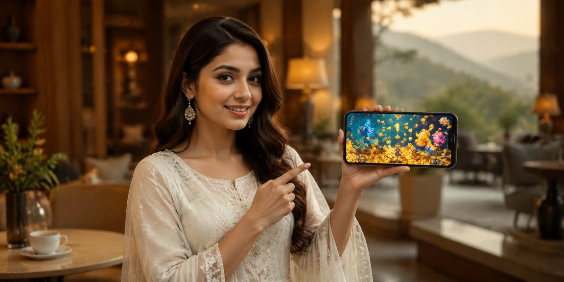 সিলেটে ফিশিং গেম খেলছেন বাংলাদেশি মডেল মোবাইলে